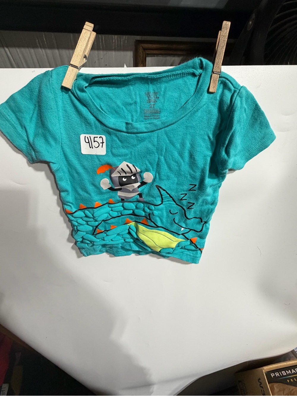 #4157-Toddler Teal Dragon & Knight Short Sleeve Tee